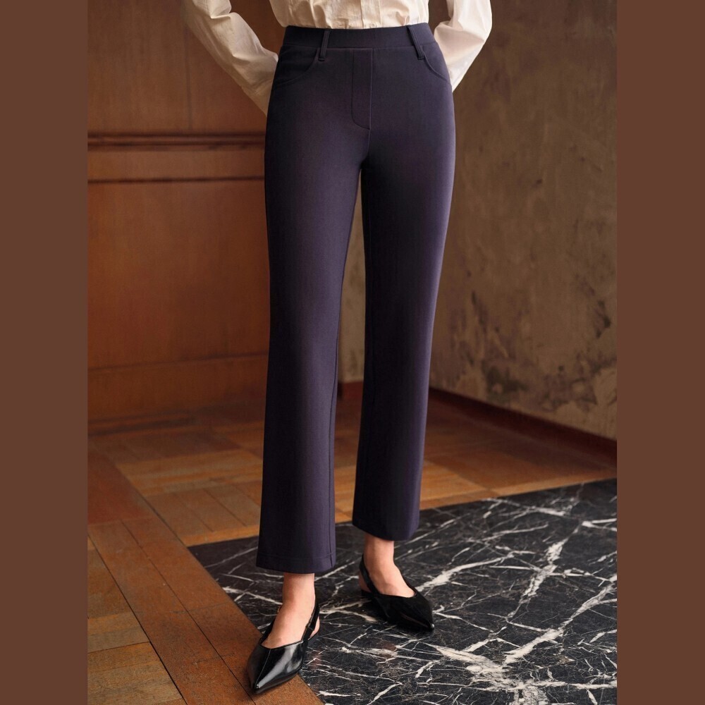 Navy Blue Skinny Cropped Trousers